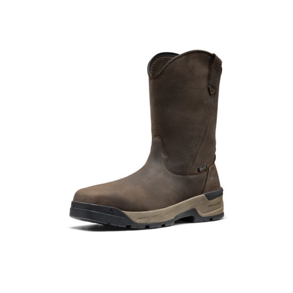 Men's Flatland Pull-On Waterproof Work Boot (Carbon Toe)  |  Dark Brown/Black