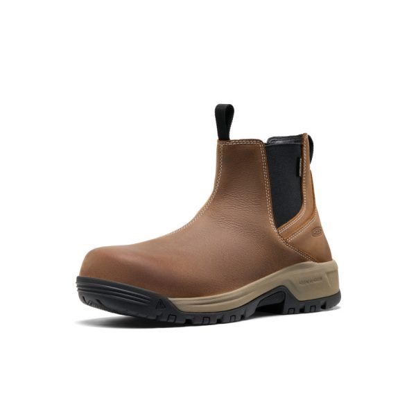 Men's Evanston Chelsea Waterproof Work Boot (Soft Toe) | Bison/Black