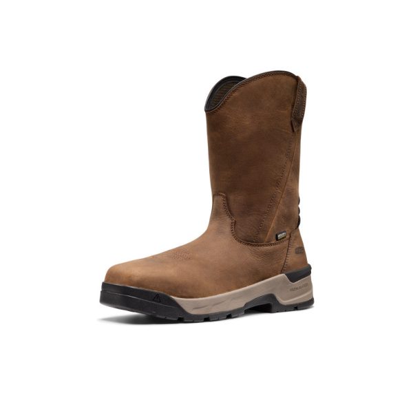 Men's Flatland Pull-On Waterproof Work Boot (Carbon Toe)  |  Bison/Black