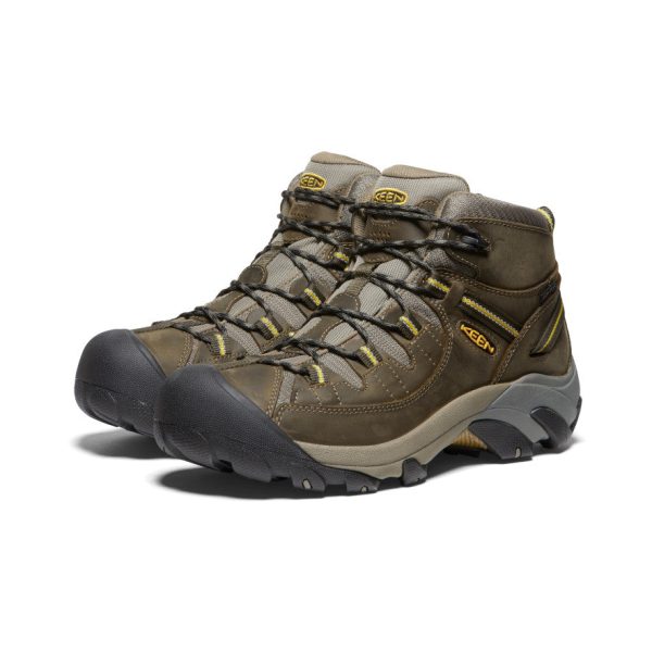 Men's Targhee II Mid Waterproof Hiking Boots | Black Olive/Yellow